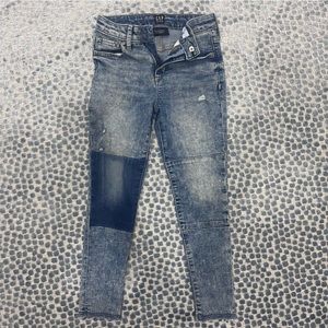 NWOT Girls GAP Stretch high-rise ankle jegging patch distressed jeans size 8